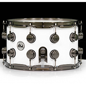 DW Collector’s DRX10814SSN090 SSC Maple 14x8 inch Snare Drum, White Crystal Black Nickel